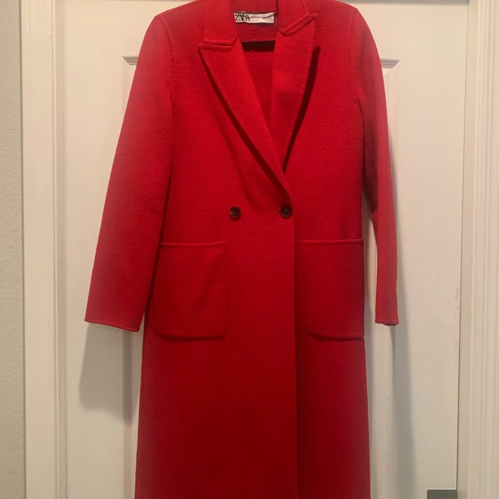 NWOT Zara Women's Red Double-Breasted Coat - Picture 7 of 13